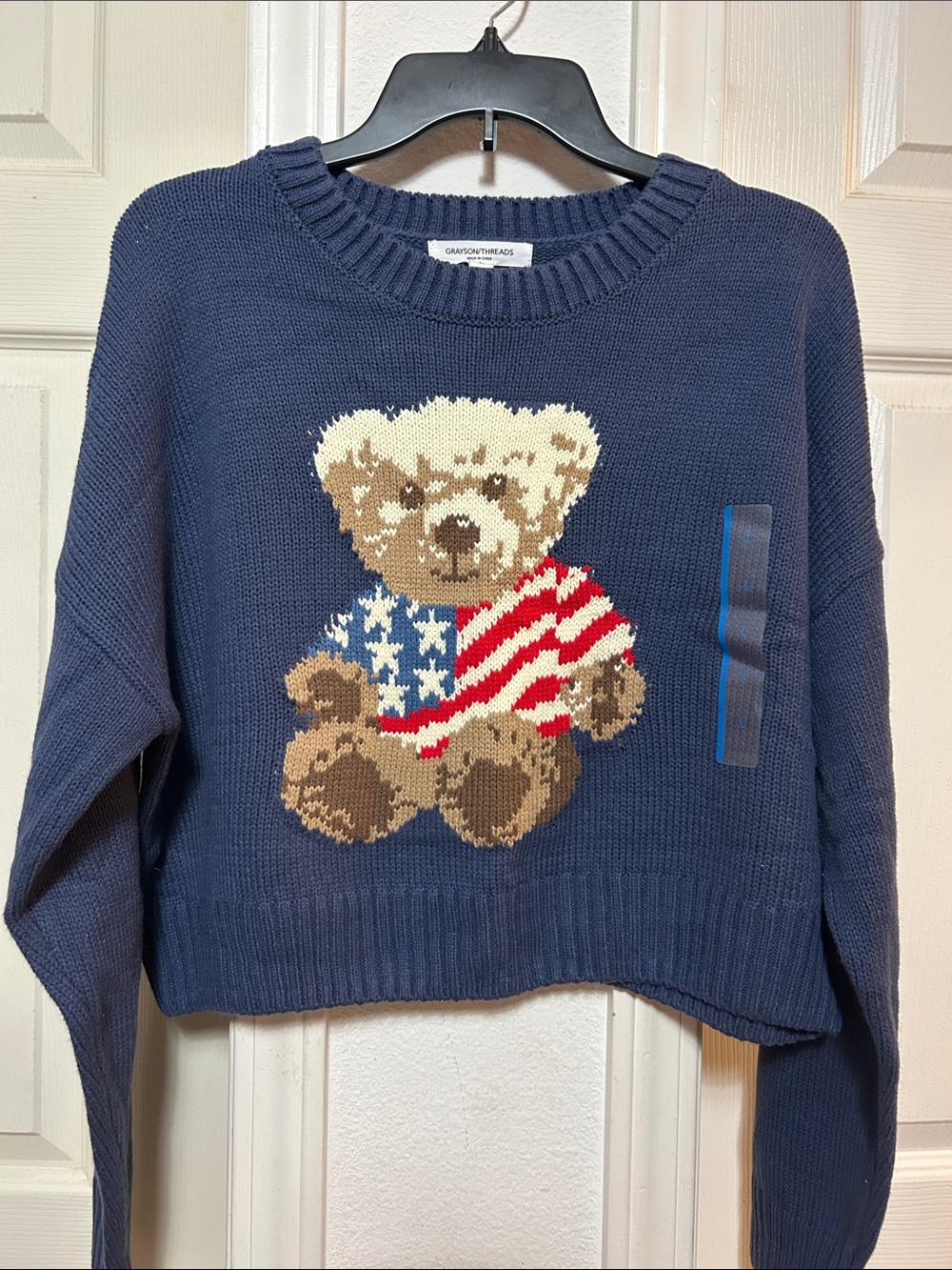 NWTPatriotic Teddy Bear Crop Sweater